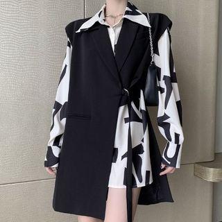 Patterned Shirt / Asymmetrical Vest