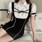 Short-sleeve Shirt / Sleeveless Mini Sheath Dress