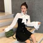 Bell-sleeve Mini Lace A-line Dress
