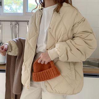 Oversize Plain Argyle Cardigan