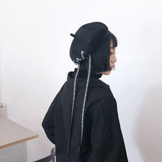 Lettering Long Strap Beret Hat