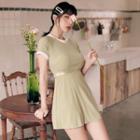 Cut-out Short-sleeve Swim Dress