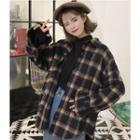 Plaid Snap Button Jacket As Shown In Figure - One Size