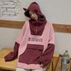 Front Pocket Printed Half-zip Hooded Top