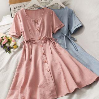 Ribbon-waist A-line Shirtdress In 8 Colors