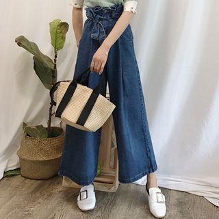 Paperbag-waist Wide Leg Jeans
