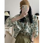Floral Blouse Floral - Green & Off-white - One Size