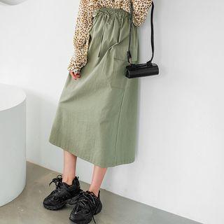 Plus Size Drawstring-waist Long Flare Skirt