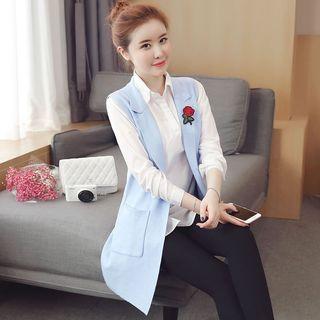 Floral Embroidered Long Vest