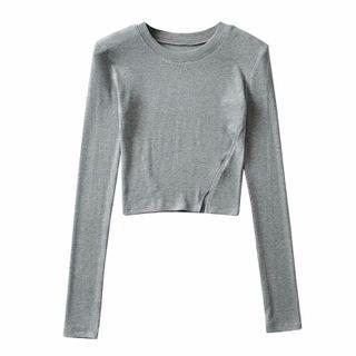 Slit Long-sleeve Crop Top