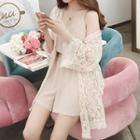 Set: Spaghetti-strap Playsuit + Lace Jacket