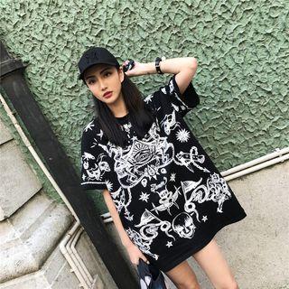 Skull Print Short Sleeve Tunic