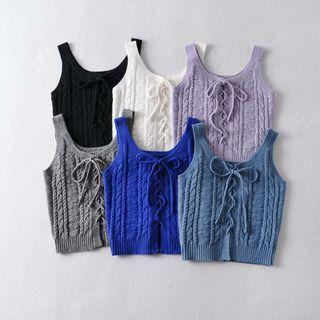 Lace-up Knit Crop Tank Top