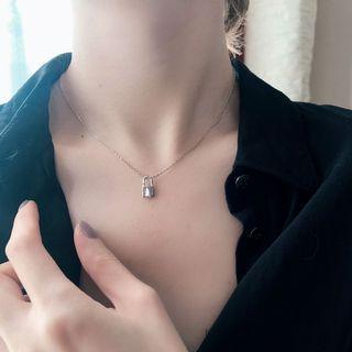 Lock Pendant Sterling Silver Necklace Silver - One Size