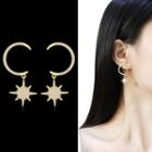 Rhinestone Moon & Star Dangle Earring 1 Pair - Drop Earring - One Size
