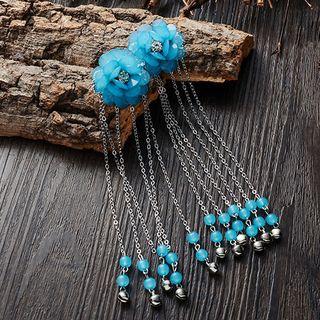 Flower Accent Beaded Hair Clip