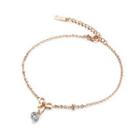 Elegant And Fashion Plated Rose Gold Ribbon Cubic Zirconia 316l Stainless Steel Anklet Rose Gold - One Size