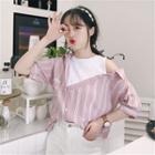 Mock Two-piece Short-sleeve Cutout Top