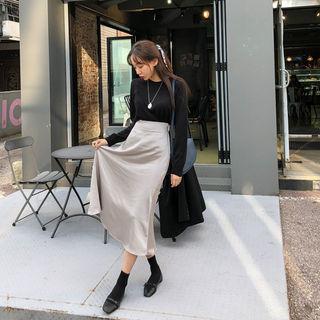 Satin A-line Long Skirt