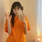 Elbow-sleeve Cherry Embroidery T-shirt