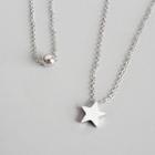 925 Sterling Silver Star Necklace Xagl-017 - Star - White Gold - One Size