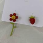 Flower Earring 1 Pair - Non-matching - As Shown In Figure - One Size