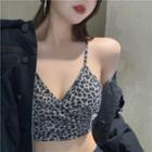 Leopard Print Cropped Camisole Top Camisole Top - Leopard - Gray - One Size