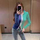 Two-tone Zip Cardigan