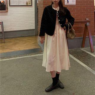 Padded Jacket / Long-sleeve Midi A-line Dress