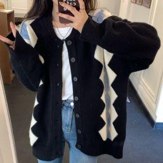 Diamond Check Sweater Cardigan Jacket