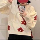 Flower Print Sweater Almond - One Size