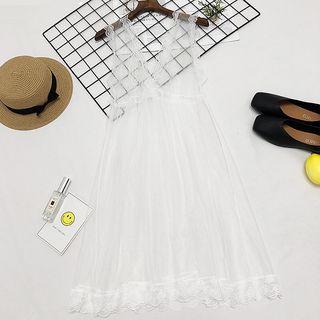Lace Trim Mesh Pinafore Dress