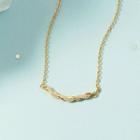 Twisted Rhinestone Pendant Alloy Necklace Gold - One Size