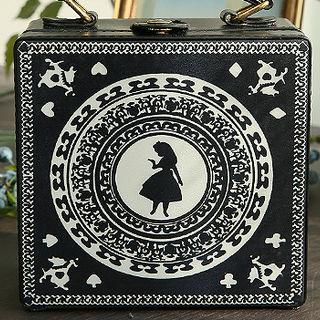 Printed Box Hand Bag With Strap Black - One Size