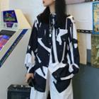 Two-tone Print Shirt Black & White - One Size