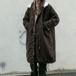 Fleece Trim Long Zip Coat