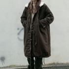 Fleece Trim Long Zip Coat