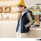 Contrast Lining Hooded Zip Vest