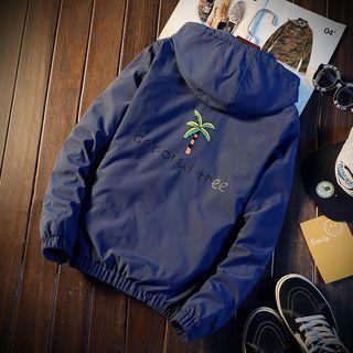 Plant Print Hooded Zip Jacket