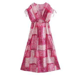 Print Cutout Maxi A-line Dress