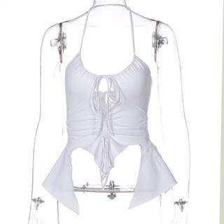 Halter Cut-out Ruffled Camisole Top