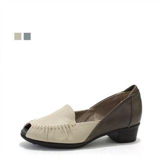 Genuine Leather Open-toe Pumps