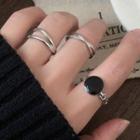 Set Of 3: Retro Layered Ring Silver - 1320a#