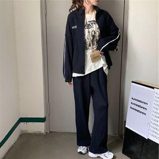 Set: Stand Collar Zip Jacket + Pants