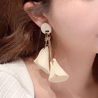 Flower Dangle Earring Beige Yellow - One Size