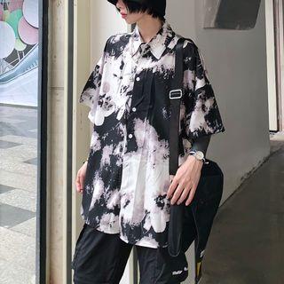 Dye Print Elbow-sleeve Shirt