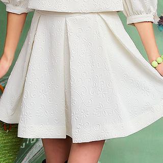 Embossed Pleated Skirt