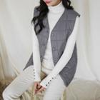 V-neck Snap-button Quilted Vest