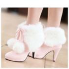 Pompom Fleece-lined Ankle Boots