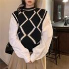 Mock Two-piece Paneled Patterned Sweater
